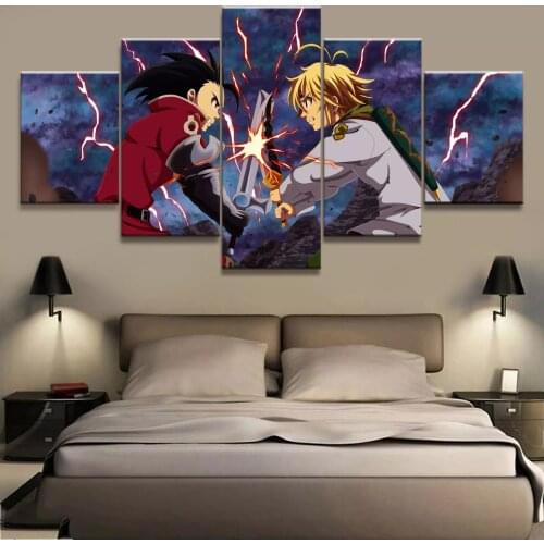 Wall Art Canvas Painting Home Decor Modular Poster Pictures 5 Seven Deadly Sins Meliodas Animated Living Room Pictures