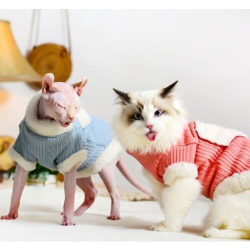 Cat Clothes Sphinx Hairless Winter Lamb Velvet Plus Thick Warm Sweater Cat Cotton Coat