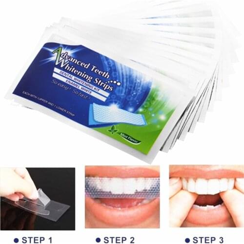14Pcs Teeth Whitening Strips Gel White Oral Hygiene Care Double Elastic Teeth Strips Whitening Dental Bleaching Tools