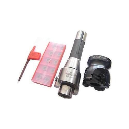 R8 7/16 Milling arbor with TRS 5R-50-22-4T face end mill cutter and 10pcs RDMT10T3MOTN carbide inert set