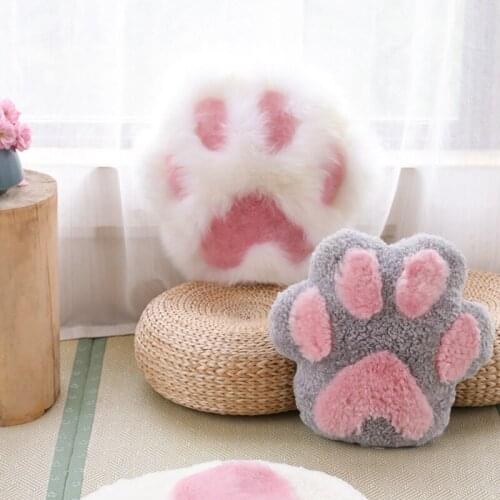 Cats Paw Shape Wool Pillow Bedroom Bed Ins Style Cartoon Pillow Cute Girl Heart Cat-Shaped Cushion