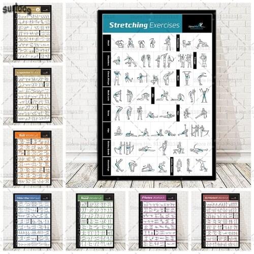 Workout GYM Fitness Bodybuilding Kettlebell Stretching Poster Prints Wall Art Canvas Painting Posters for Living Room Home Decor
