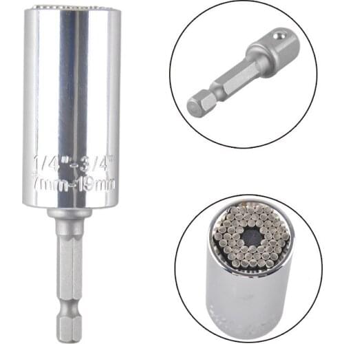 Universal Multifunctional sleeve Wrench Set Head Key Sleeve Socket 7-19mm connecting rod Ratchet Spanner Power Drill Kits