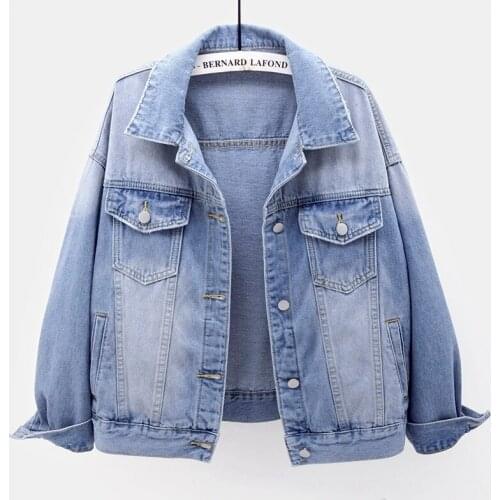 2021 Spring Korean Light blue Denim Jacket Women student Outerwear Chaqueta Mujer Loose Vintage Short Jeans Jacket Coat Female