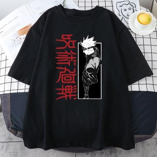 Jujutsu Kaisen Gojo Satoru Prints Woman Tshirts Fashion Cool T Shirts Retro Plus Size Top Harajuku Oversize T-Shirts WomenS