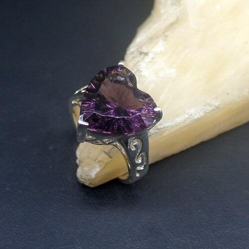 Hermosa Dazzling Purple Amethyst Genuine 925 Silver Unique Band Ring Wedding Engagement Gifts for Women Size 7.5# 20214055