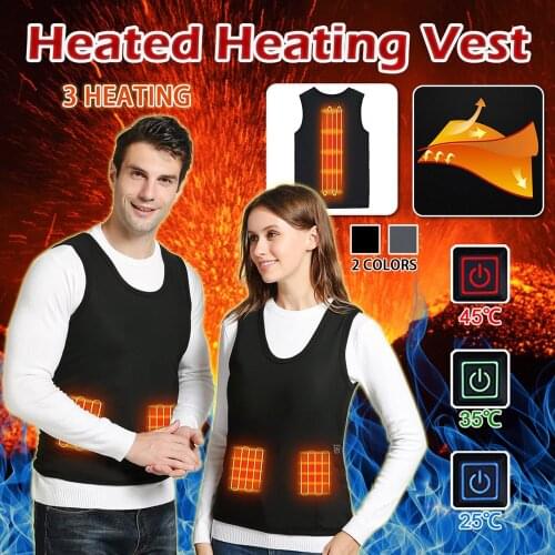 USB Smart Electric Heated Vest Warm 3 Adjustable Temperature Levels Abdomen Back Heating Vest For Outdoor Hiking Skiing X537B