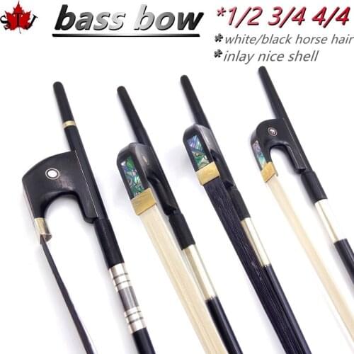 1pcs Double Bass Bow Black Carbon Fiber Stick Ebony Frog German Style 3/4 New