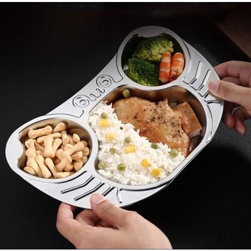 304 Stainless Steel Divided Dinner Plate Creative Animal Shapes Student Canteen Plate Kids Fast Food Plate