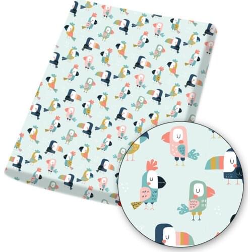 Polyester Cotton Fabric for Dress Dogs Birds Printed Cloth Sheet Designer Fabric Sewing Handmade Mask DIY Craft 45*145cm 1pc