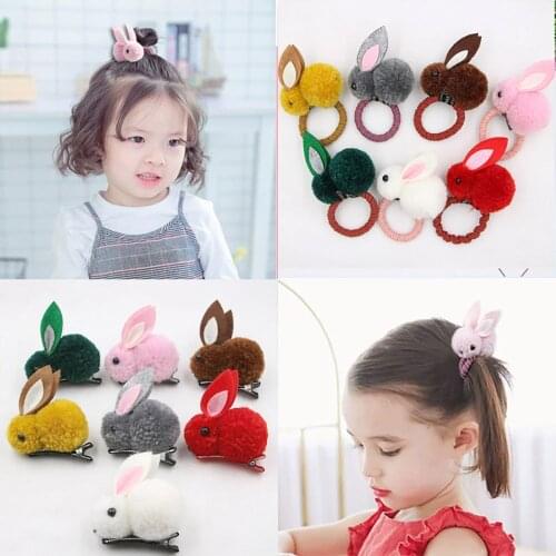 7 Pcs Easter Rabbit Hair Bands Girls Cute Headdressing Hair Ties Ponytail Holder Hair Clips Fashion Hair Accessores for kids