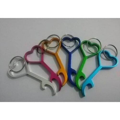 300pcs Love Heart Shaped Bottle Wine Beer Opener Cute Keyring Keychain Key Chain Portable Durable Outdoor Tool Free laser logo