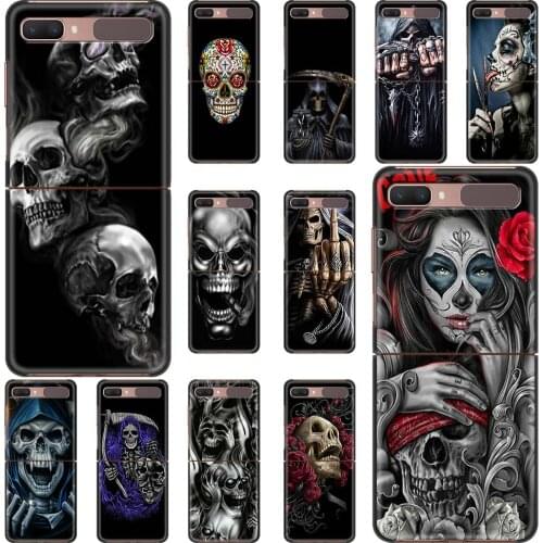Horrible Skull Skeleton Smartphone Case For Samsung Galaxy Z Flip3 5G z flip Cover PC Shell Black Fundas Hard Coque