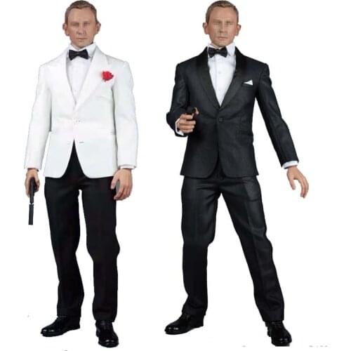 1/6 scale James Bond Britain Royal Agents Suit Set with Pants Shoes for 12in action figure Male Soldier Phicen HT Body Toy