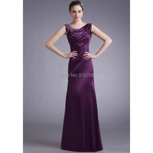 Elegant Purple Formal Long Evening Dresses Scoop Sleeveless Floor Length Long Prom Dresses Sexy Party Dress Cheap Made In China