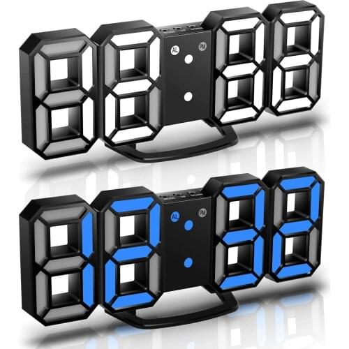 Electronic LED Display Large Wall Clock Digital Hanging Desk Desktop Table Alarm Clocks Numbers for 12/24 Hours Home Room Decor