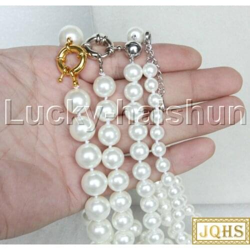 JQHS AAA 18" 8mm 10mm 12mm 14mm white south sea shell pearls necklace j13124