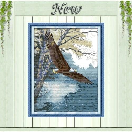 The eagle wings lakeside painting counted print on canvas DMC 14CT 11CT DIY Cross Stitch chinese Needlework kits Embroidery Sets