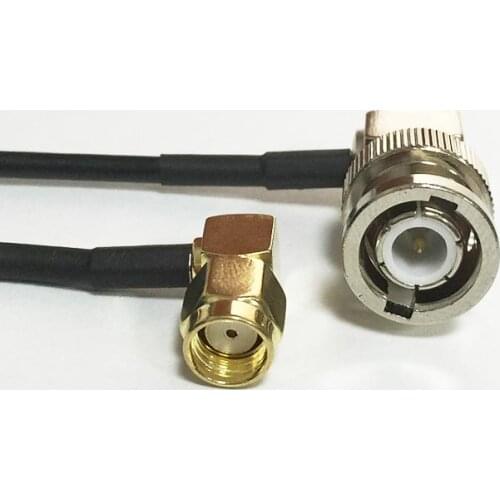 New Modem Coaxial Cable BNC Male Plug Right Angle Switch RP-SMA Male Plug Right Angle Connector RG174 Cable 20CM 8" Adapter