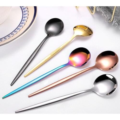Coffee stainless steel small spoon titanium plated magic color mixing spoon creative dessert round spoon