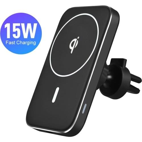 2 In1 Magnetic Car Wireless Charger Qi 15w Fast Charging Mount Air Vent Phone Stand For Iphone 12 ProMax Mini Magnet Car Holder
