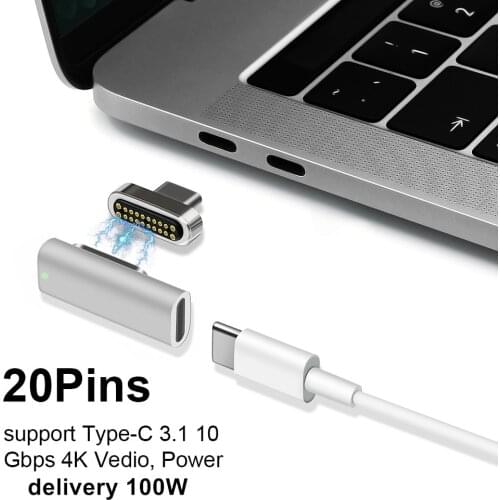 Magnetic USB type C Adapter USB 3.1 10 Gb/s PD,100W Quick Charge-4K @60 Hz High Resolution Compatible Pixelbook