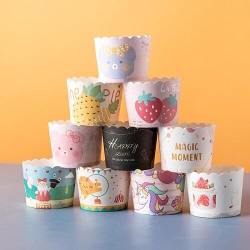 Cute Simple50pcs Cake Paper Cups Oil-Proof Decoration Baking Tray Box Wedding Party Candy Muffin Wrapping