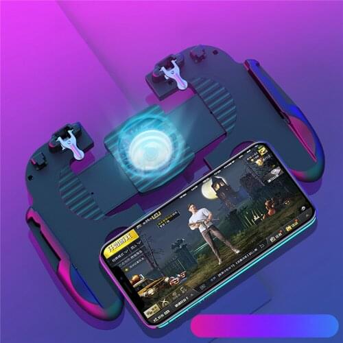 Mobile Phone L1R1 Controller Holder with Cooling Fan for iphone Games Trigger Fire Button Aim Key pubg Gamepad Mobile Controller