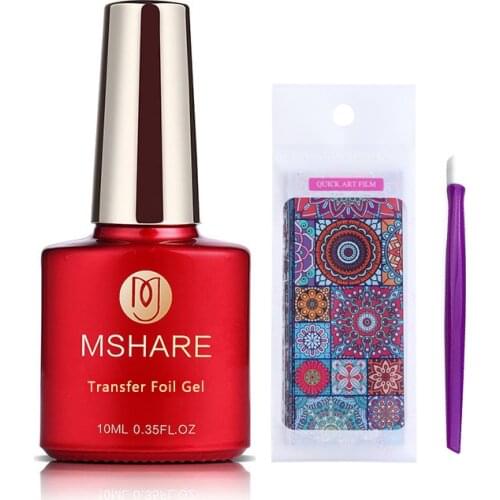 MSHARE Nail Transfer Foil Glue Gel Polish Nails Adhensive Transfering with Free foil Sticker