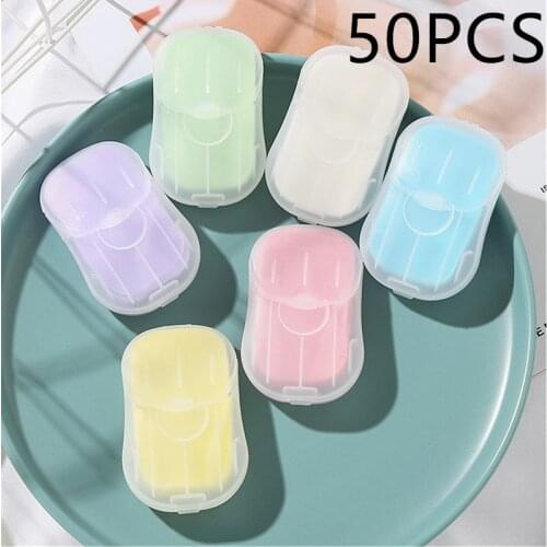 50pcs/box Soap Paper For Outdoor Travel Portable Goods Disposable Mini Hand Washing Soap Clean Scented Slice
