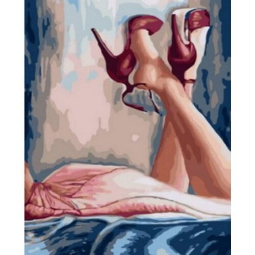 Slender Legs Figure DIY Painting By Numbers Hand Painted Oil Painting Adult Child Picture Colouring Home Decor Unique Gift