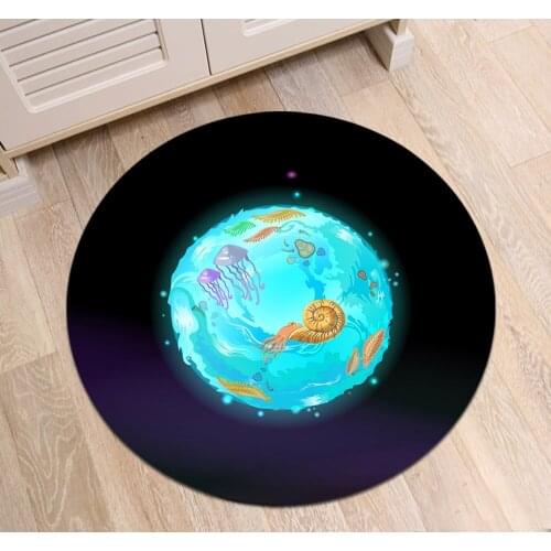 Planet Marine Life In Water Indoor Round Living Room Cushion Bedroom Floor Area Rugs Bathroom Non-Slip Carpets Office Door Mat