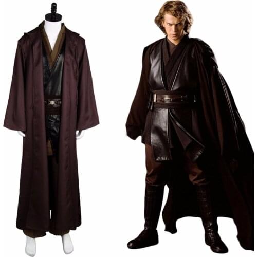 Anakin Skywalker Outfit Brown Robe Cloak for Men Adult Halloween Cosplay Costume Custom Full Set
