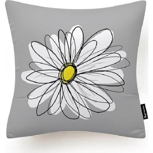 Bright Color Pillow Case Yellow Grey Flower Pattern Sofa Cushion Pillow Cover Wrap Living Room Car Seat Decoration