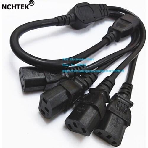 NCHTEK IEC 320 C14 Male to 4 x C13 Female Y Splitter Cord, 10A/250V, IEC Male to 4 Female Cable For UPS PDU/Free Shipping/2PCS