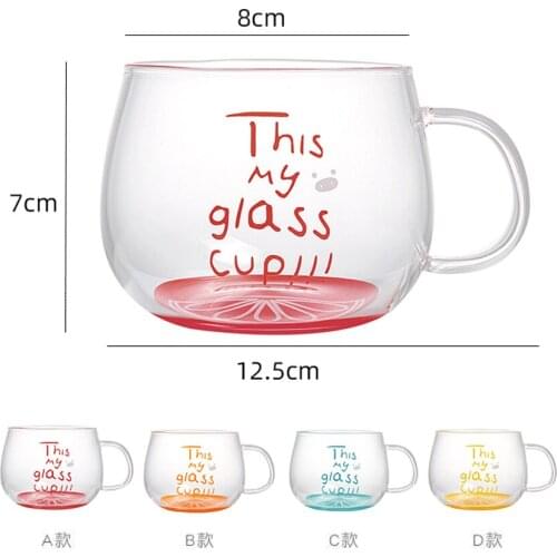 New Arrival Ins 350ml Creative 4 Color Fruit Cold Hot Drink Juice Milk Tea Glass Water Cup