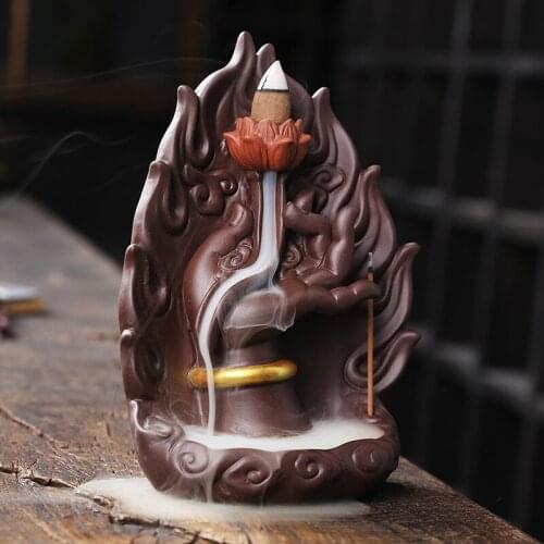 New Product Purple Sand Lotus Bergamot Backflow Aroma Diffuser Creative Home Reflux Incense Burner Jewelry Ornaments Decor