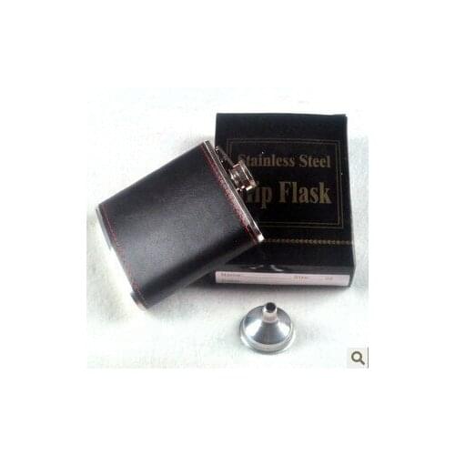 Whole Sale 100pcs/lot 6Oz Hip Flasks Pocket Stainless Steel Whiskey Wine Flask Flagon Kettle Cover bottle with Gift Box