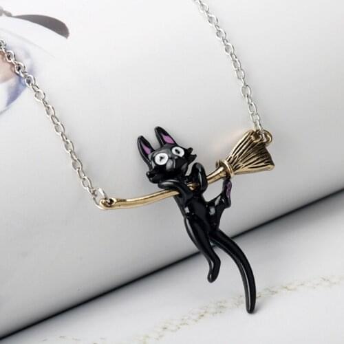 Kikis Delivery Service JiJi Necklace Black Cat Pendant Japan Anime Cute Cosplay Jewelry Cute For Women Girl Accessories Gift