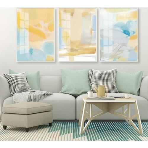 Simple Nordic abstract watercolor brush oil painting texture small fresh living room decoration picture printing mural canvas