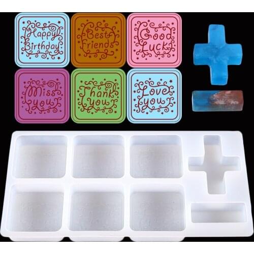 DIY Crystal Epoxy Mold English Seal, Mirror Surface Silicone Five-pointed Star Resin Creative Seal Product Model