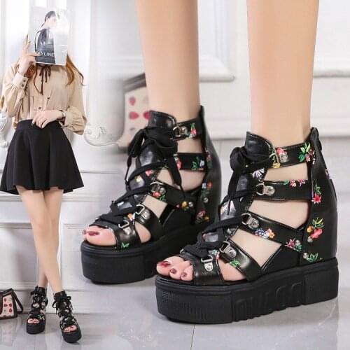 Sandals 2021 Summer Style Roman Sandals High-heeled Color Cross Straps Womens Shoes 12cm Super High Heel Wedge Fish Mouth