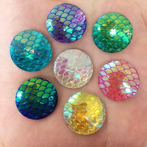 DIY 50PCS AB Resin 20mm Round Dragon Skin Rhinestone Flatback Scrapbook Buttons DIY Resin Ornaments PR76*5