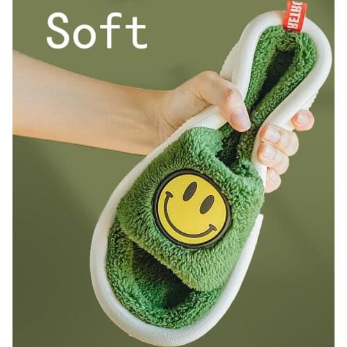 WEH memory foam slippers winter men Slippers Fluffy Push Indoor super soft home slippers Cute Cartoons room Slides house women