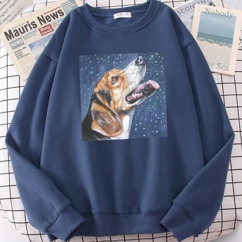 Beagle Christmas Fine Art Print Hoody Womens Cartoon Street Clothes Casual Fleece Hoodies Female Harajuku Sweatshirt New Fashion