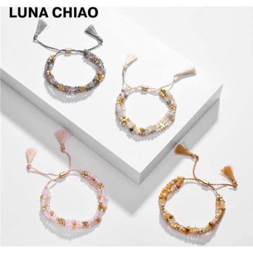 LUNA CHIAO Strechable Layering Beaded Bracelets with Tassel Stackable Stacked Multi Strand Bracelet for Women