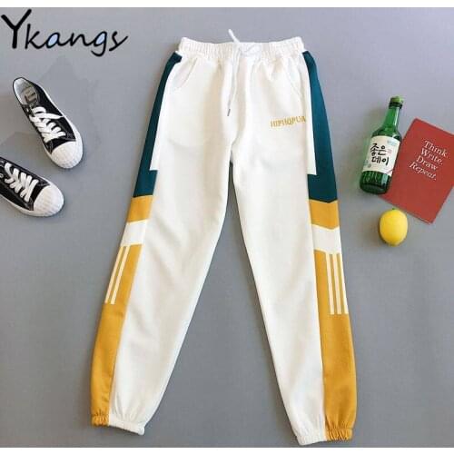 High Waist Sweatpants Joggers Women Harajuku Streetwear Korean Running Harem Pants Outdoor Sport Jogging Letter Print Pockets