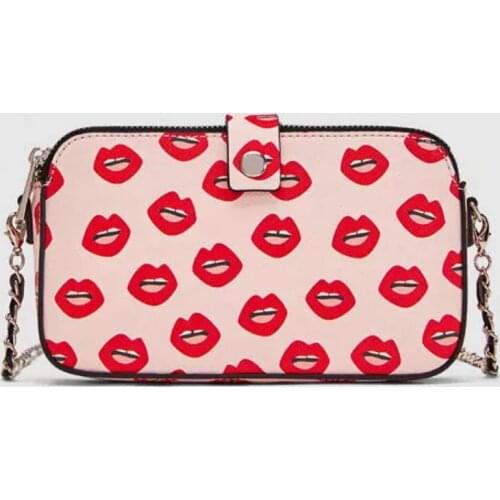 Trong womens crossbody wallet red lips purse card slots holder multi-purpose organizer bag girls messenger bag shoulder bags