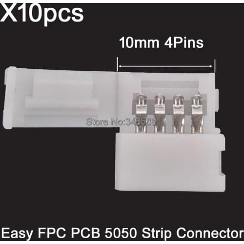 10pcs/lot 4 PIN 4Pin 10mm PCB Strip-to-Strip Solderless FPC Snap Down Easy Connector For LED 5050 RGB LED Strip Light