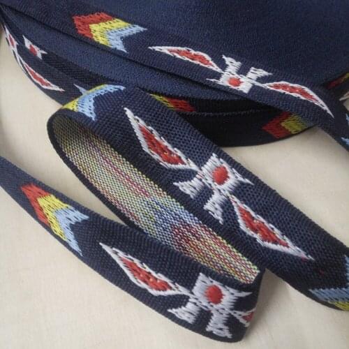 2.5cm 25mm 1' Strong Durable Dark Blue Diy Lace Martingale Trim Dog Collar Ribbon Bird Arrows Laciness National Jacquard Webbing